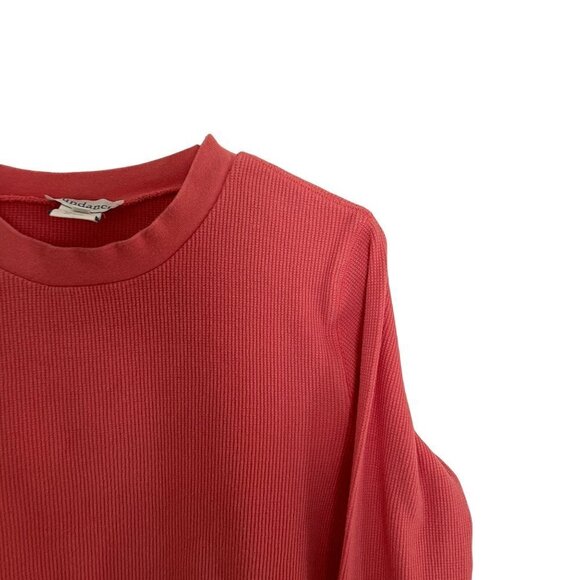 Sundance peach orange long sleeved crewneck knit sweater cotton spandex buttons - Picture 2 of 5